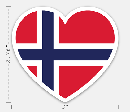 3" NORWAY FLAG HEART MAGNET w/FREE SHIPPING