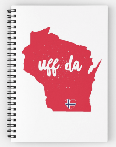 UFF DA WISCONSIN w/NORWEGIAN FLAG HEART - Spiral Notebook