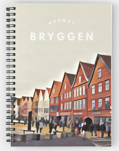 BRYGGEN (BERGEN) STREET SCENE IN NORWAY - Spiral Notebook