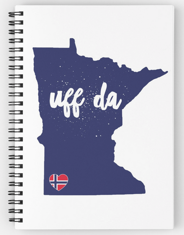 UFF DA MINNESOTA w/NORWEGIAN FLAG HEART - Spiral Notebook