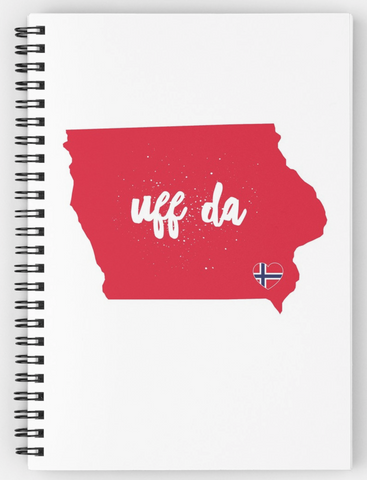 UFF DA IOWA w/NORWEGIAN FLAG HEART - Spiral Notebook