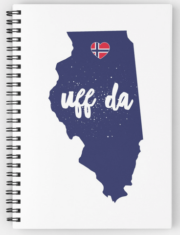 UFF DA ILLINOIS w/NORWEGIAN FLAG HEART - Spiral Notebook