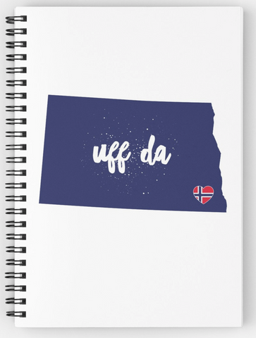 UFF DA NORTH DAKOTA w/NORWEGIAN FLAG HEART - Spiral Notebook