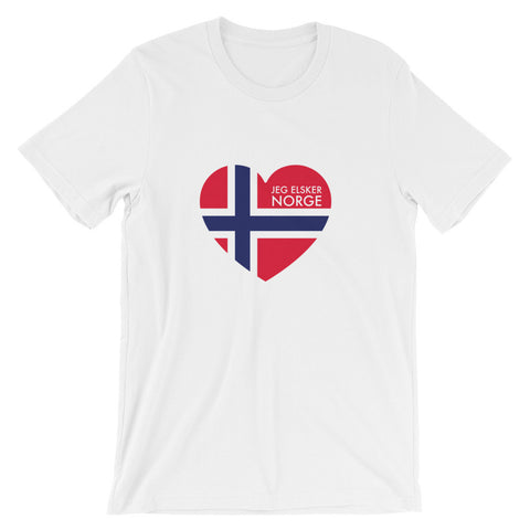 JEG ESKER NORGE (I LOVE NORWAY, in Norwegian) - Unisex short sleeve t-shirt